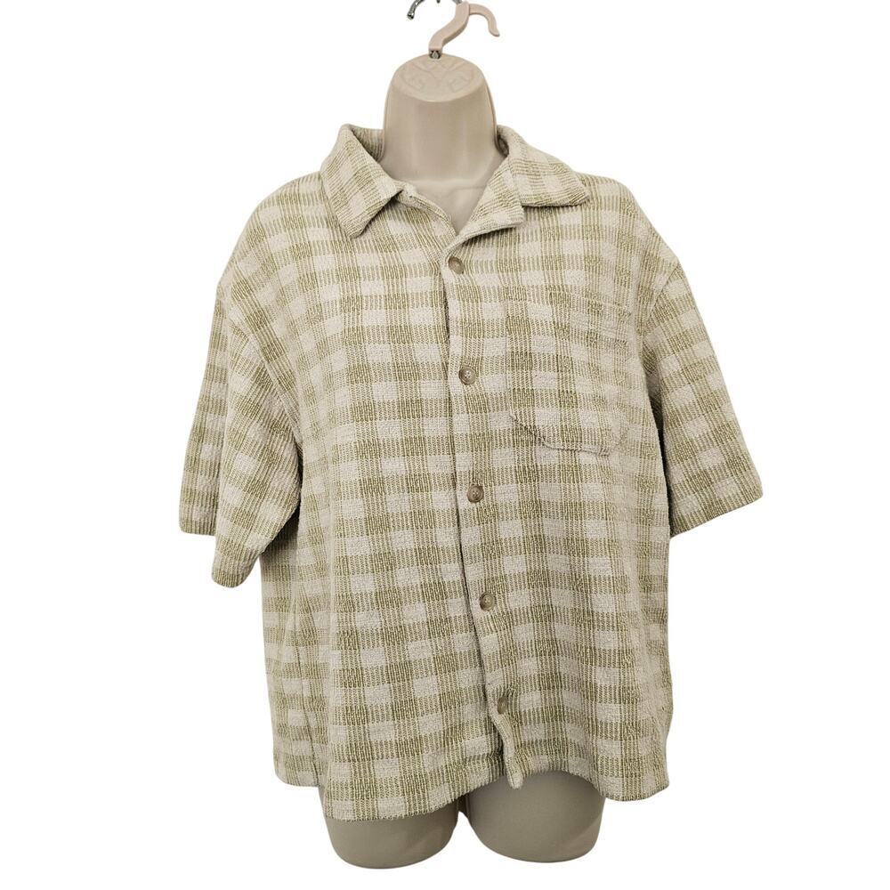 ZARA Checked Short Sleeve Buttondown Green Size S